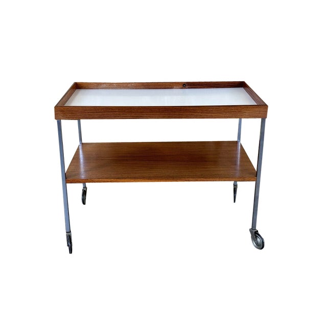 Serving Cart in Walnut and Teak by Walter Wirz for Wilhelm Renz, 1960s-1970s For Sale