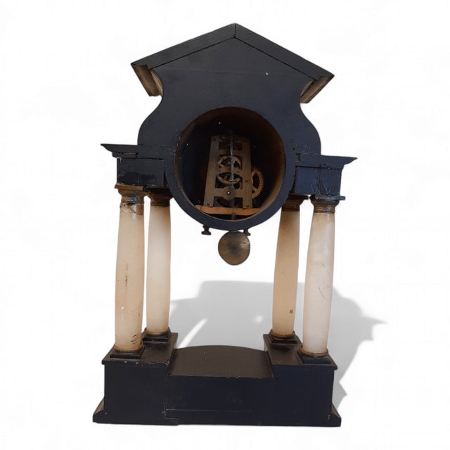 Black Antique Empire Style Temple Clock, 1820 For Sale - Image 8 of 18