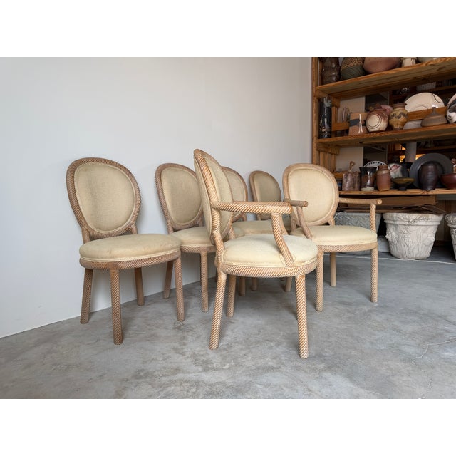 Italian F.lli Boffi Hollywood Regency Style Faux Rope Twist Dining Chairs – Set of 6 For Sale - Image 4 of 18
