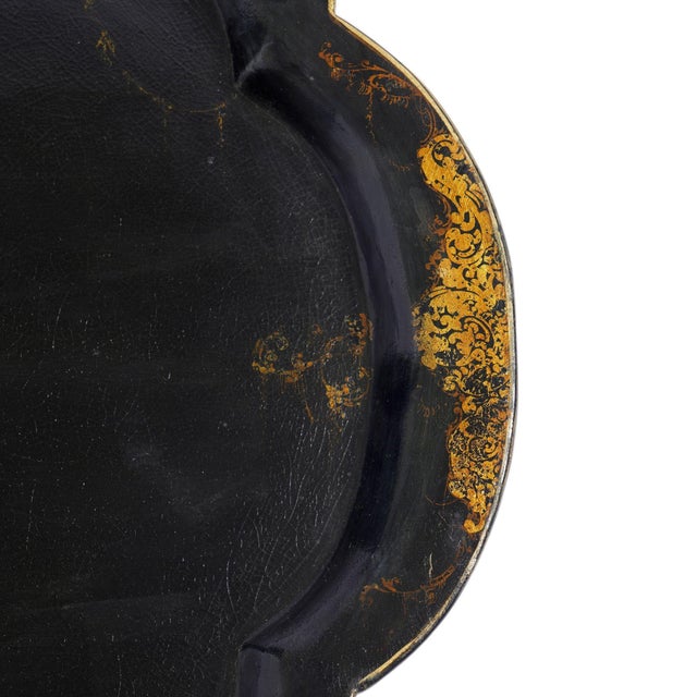 Mid 19th Century English Paper Mache Tea Tray With Scalloped Edge, 1850's For Sale - Image 5 of 8