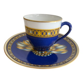 Cocarde de Soie Coffee Cups and Saucers from Hermès, 1980s, Set of 2 For Sale
