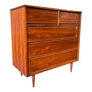 Vintage Mid Century Modern Tall Highboy Dresser For Sale