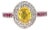 1.87 Carat Yellow Pink Sapphire Diamond 14 Karat White Gold Ring, Size 7 For Sale