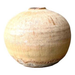 Vintage Earth Tone Ceramic Vessel For Sale