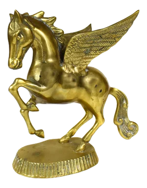 Vintage Solid Brass Mythological Pegasus Flying Winged Horse on Base Figurine