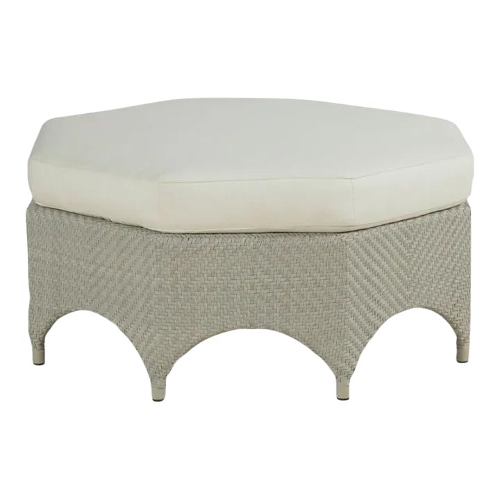Woodbridge Furniture Ventana Outdoor Ottoman, Floral Gray Finish | Chairish