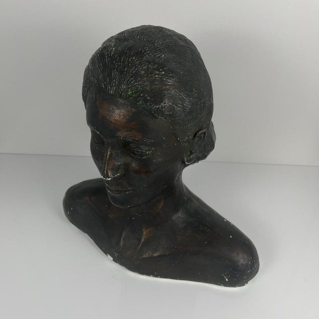 1960s Neoclassical Style Plaster Bust of a Woman by M. Mongey, 20th Century For Sale - Image 5 of 17