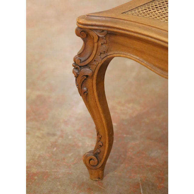 19th Century French Louis XV Carved Walnut Caned Chaise Lounge For Sale - Image 10 of 12