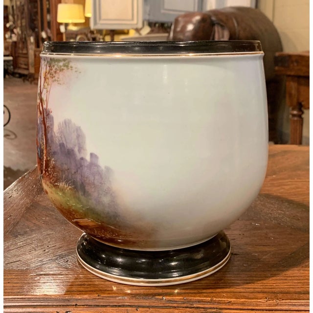 19th Century French Napoleon III Porcelain De Paris Landscape Cache Pot For Sale In Dallas - Image 6 of 10