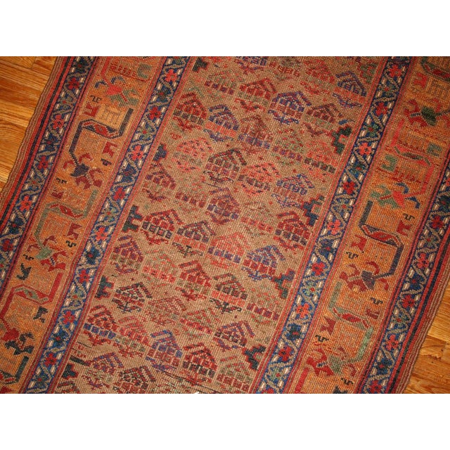 Textile 1880s Handmade Antique Persian Kurdish Rug For Sale - Image 7 of 8