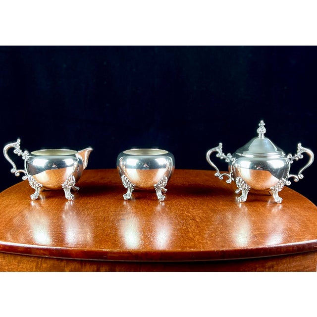 F.B. Rogers Silver Co. Mid 20th Century f.b. Rogers Silverplated "Lady Margaret" Master Tea Service & Tilt Kettle on Tray - 8 Pieces For Sale - Image 4 of 12