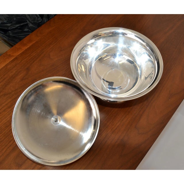 Victorian 1970s Victorian Traditional Towle Silver Plated Lidded Bowl Pinecone Finial For Sale - Image 3 of 13