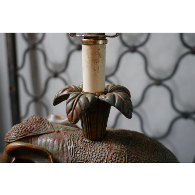 Verdigris Vintage Asian Elephant Sculptural Table Lamp For Sale - Image 8 of 8