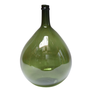 Vintage Italian Green Blown Glass Bulbous Form Demijohn Carboy