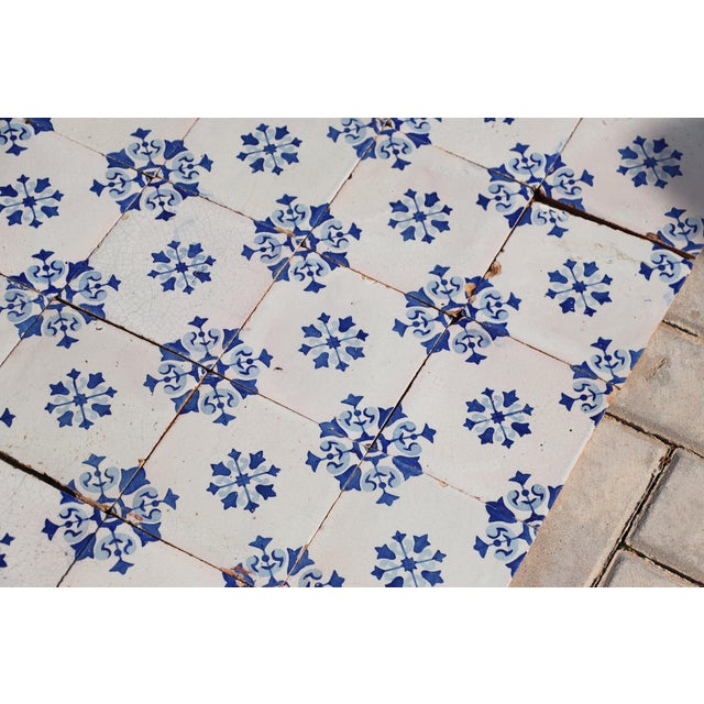 19th Century Floral Blue & White Set of Sixty Portuguese Tiles For Sale - Image 16 of 18