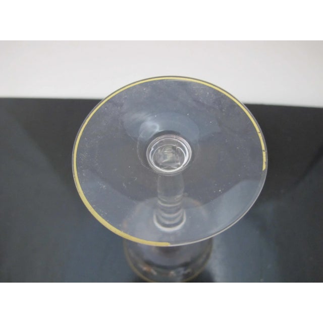 Glass Vintage Hand Painted Colorful Flower & Ribbon Bows Gold Trim Wine Glass For Sale - Image 7 of 7