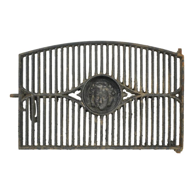 Mid 20th Century Hinged Figural Cast Iron Window Grate For Sale