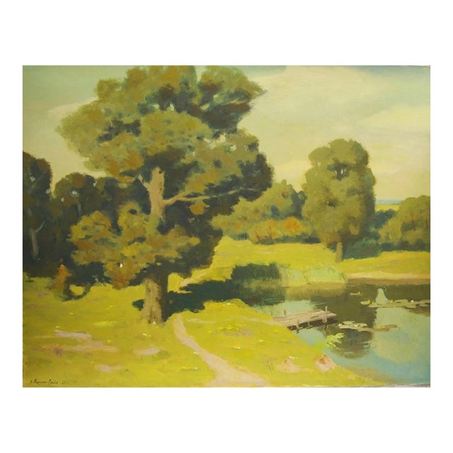 Original Impressionist Oil Painting - Woodland Scenery, Ukrainian Art 1988 120-150 For Sale