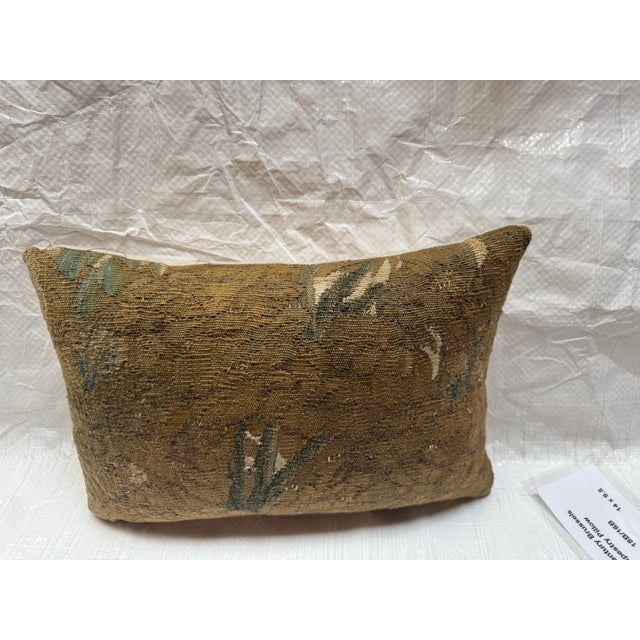 17th Century Brussels Verdure Tapestry Fragment Pillow With Botanical Motif For Sale - Image 4 of 5