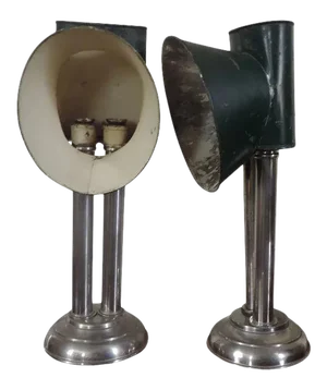 19th Century Nickel Library Desk Lamps with Tole Shades - a Pair