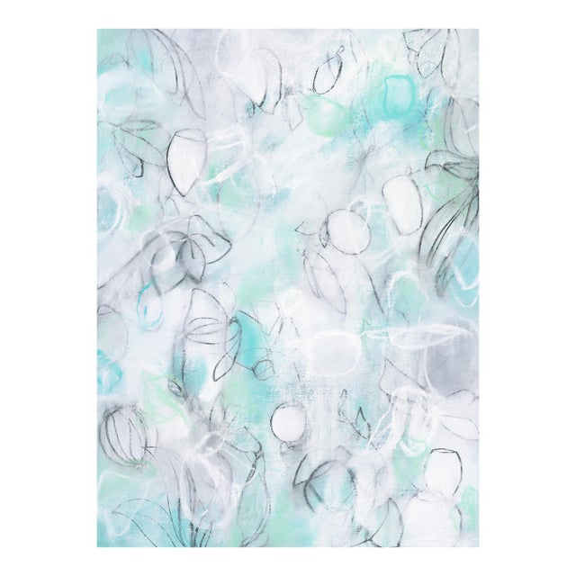 "Float No.12 - Light Suspension" - Layered Abstract Botanical Drawing on Paper in Soft Neutral Palette For Sale