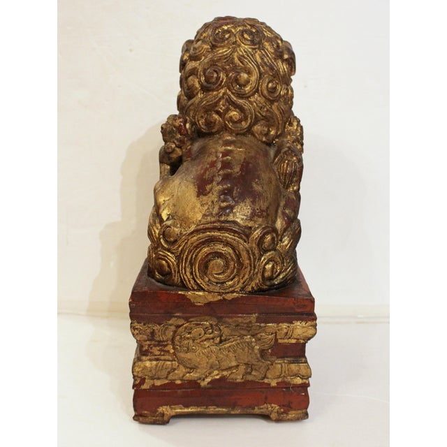 Chinese Early-Mid 20th Century Carved Female Foo Lion For Sale - Image 3 of 6
