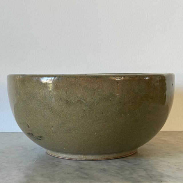 Antique Large Pottery Bowl in Stunning Glaze Measures approx: 13 x 6H Please visit my other listings for more curated...