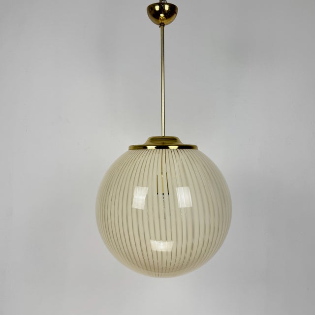 Metal Murano Tessuto Globe Pendant Lamp by Venini, 1980s For Sale - Image 7 of 8