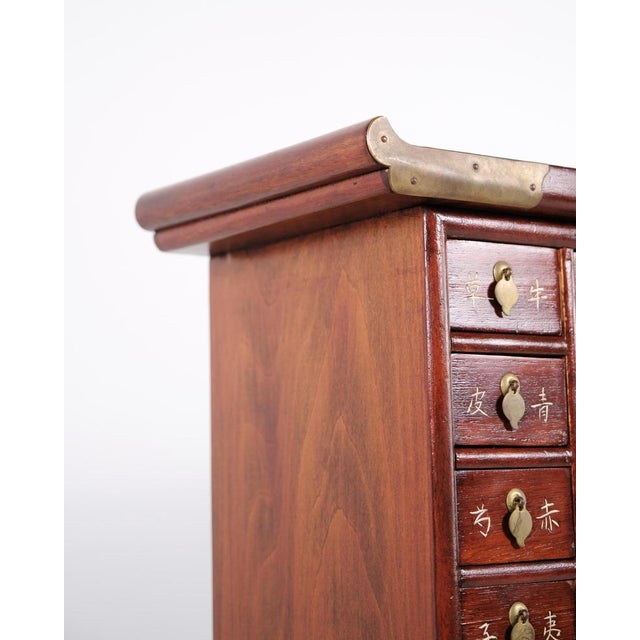 Brown Antique Apothecary Cabinet with Drawers in Dark Wood, 1890s For Sale - Image 8 of 15