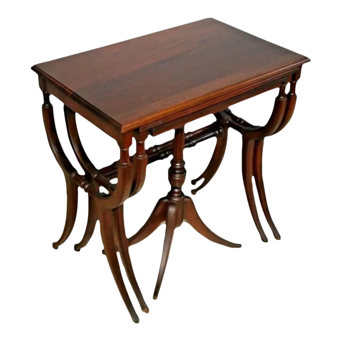 1910s Antique Nesting Tables Solid Mahogany Roman Empire Chippendale ...