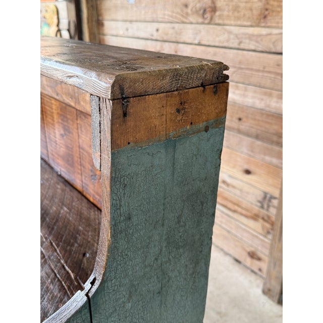 Wood Early 19th Century Primitive Painted Wood Cupboard / Dry Sink in Original Verdigris Paint For Sale - Image 7 of 12