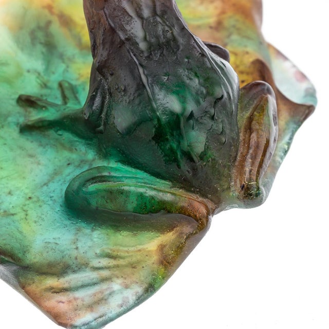 Vintage French La Pâte De Verre Large Frog on Lily Pad from Daum, 1960s For Sale - Image 14 of 18