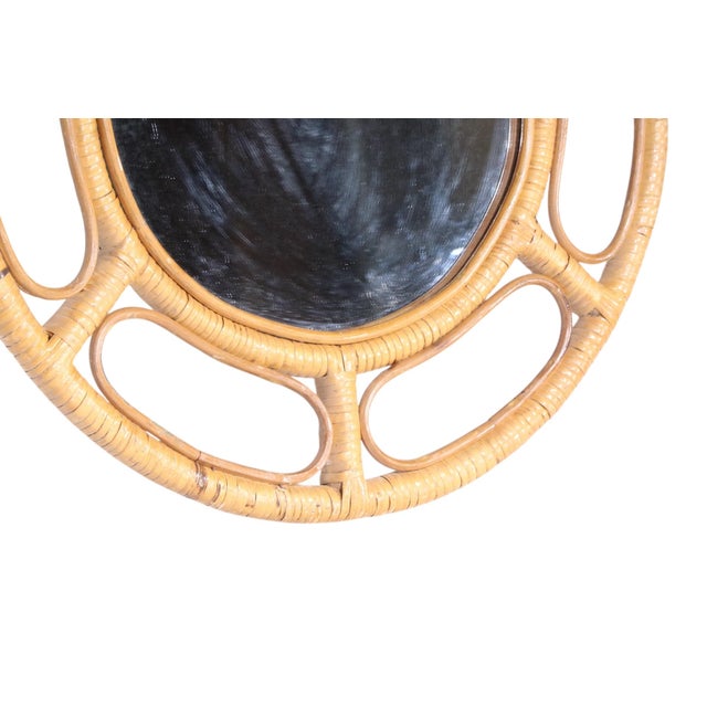 Vintage Bamboo Frame Oval Wall Mirror C. 1950/70's For Sale - Image 9 of 10