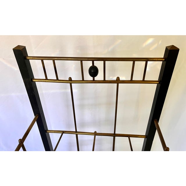 Vintage Art Deco Black Wood/Brass Magazine Stand For Sale - Image 9 of 15