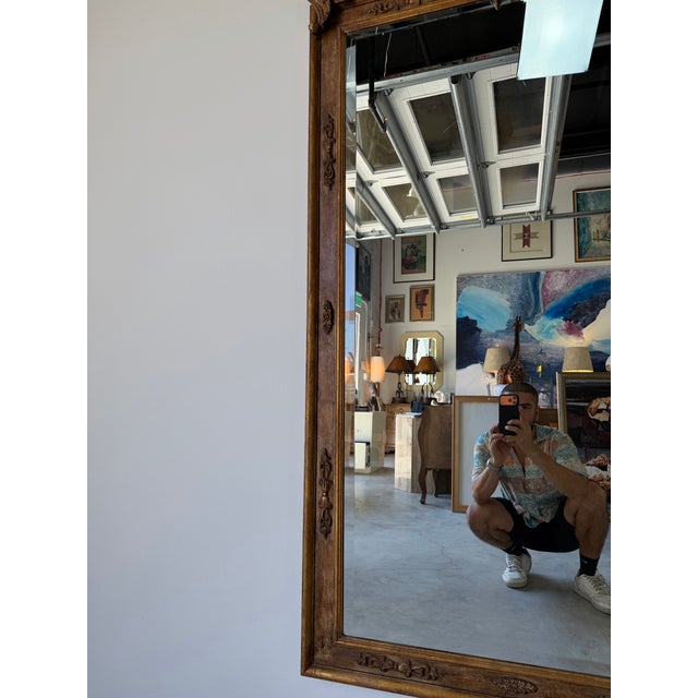 Vintage Italian LaBarge Carved Wood Wall Mirror With Beveled Glass For Sale - Image 10 of 12
