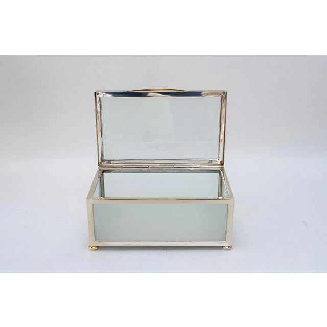 Art Deco Nickel and Glass Jewelry Box, 1920s For Sale - Image 4 of 11