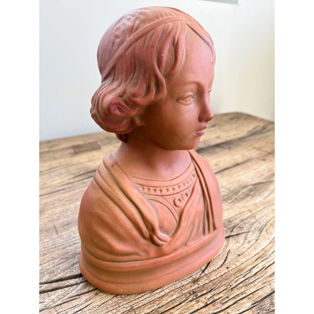 1980s Vintage Art Nouveau Mid Century Modern Italian Ceramic Woman's Bust For Sale - Image 5 of 8