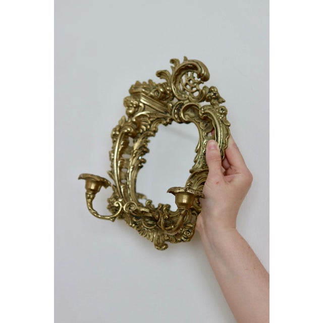Mid-Century Modern Swedish Brass Sconces with Mirror, Set of 2 For Sale - Image 3 of 8