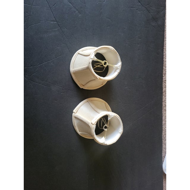 Pair of Fabric Bell Shaped Beige Lamp Shades 4" These items were salvaged from an estate sale and are new although they...