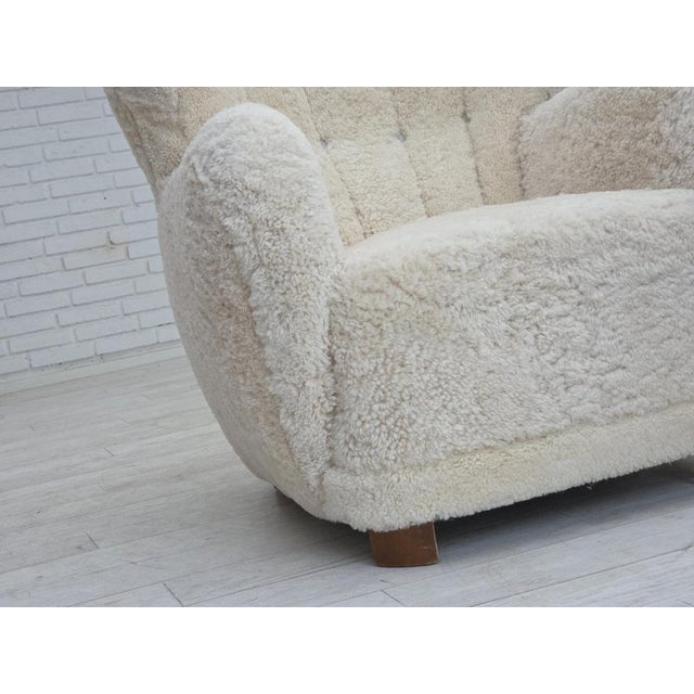 Danish Highback Armchair in Sheepskin, 1960s For Sale - Image 11 of 18