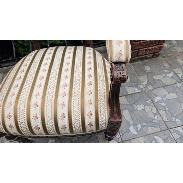 19th Century 19th Century Carved Wooden Armchair with Casters For Sale - Image 5 of 16
