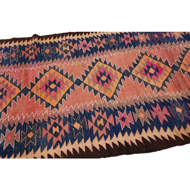 Tribal 1960s Vintage Turkish Kilim Multicolor Handmade Tribal Wool Rug For Sale - Image 3 of 8