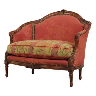Vintage French Provincial Upholstered Love Seat Settee For Sale