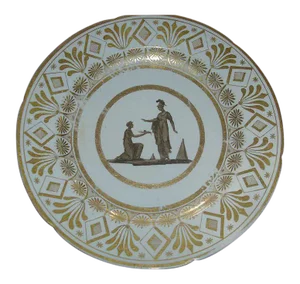 1805 London Neoclassical Coalport Porcelain en Grisaille with Silhouettes Plate