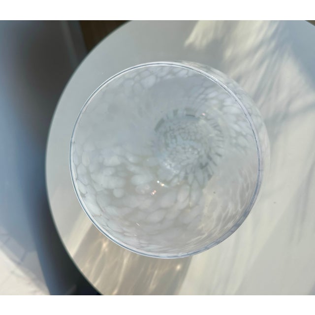 Transparent Cenedese Murano Italian White Speckled Murano Glass Vase Mid Century Modern For Sale - Image 8 of 10