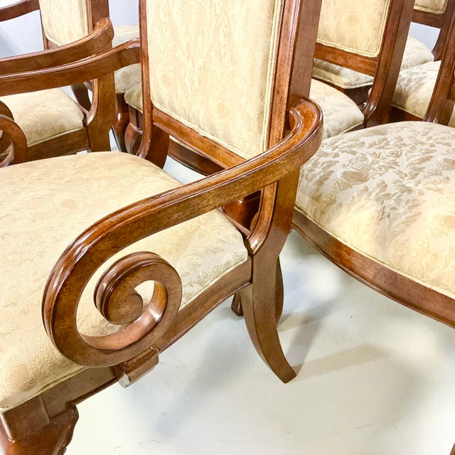 Champagne 1990s Vintage Thomasville Biedermeier French Empire Neoclassical Scrolled Arm Dining Chairs - Set of 8 For Sale - Image 8 of 18