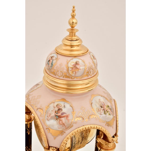 Antique Gustav Becker Royal Vienna Bronze-Mounted Porcelain Mantel Clock, 19th C For Sale - Image 9 of 10