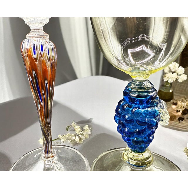 Murano - Art and Refinement of Blown Glass Goblets, Set of 2 For Sale - Image 3 of 10
