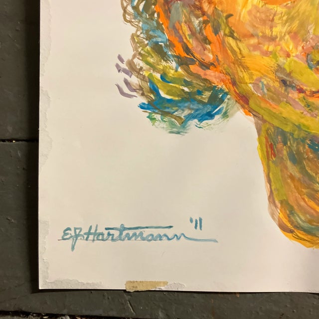 Abstract Contemporary Original E.J.Hartmann Abstract Portrait Painting Signed For Sale - Image 3 of 4