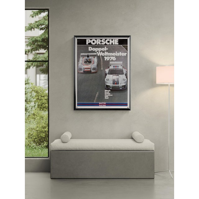 The Piece This original 1976 Porsche poster celebrates the brand's dual World Championship victory with Martini Racing....